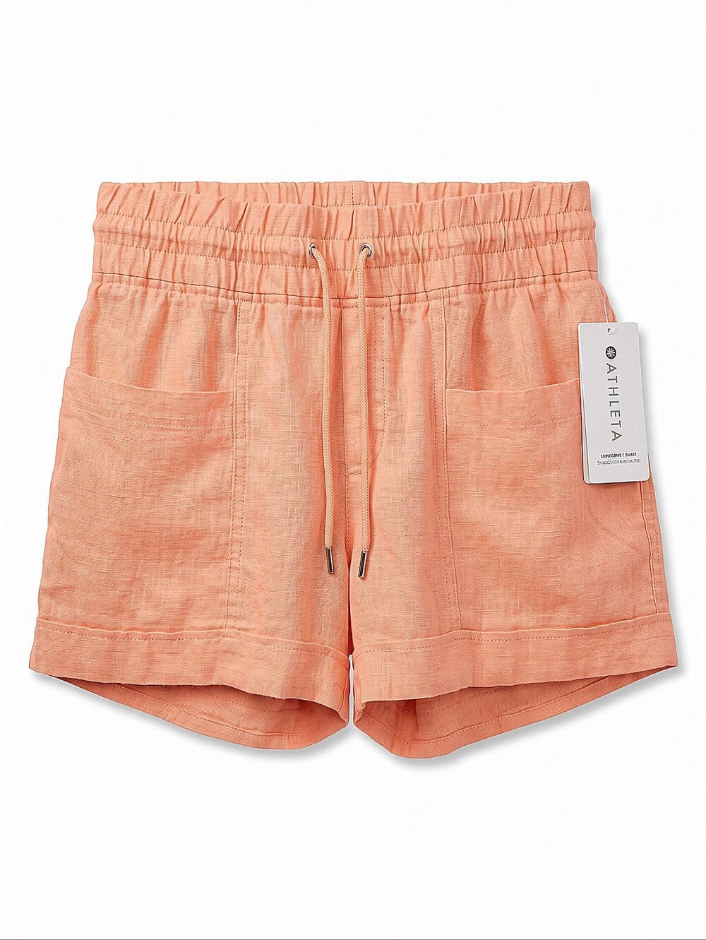 NWT! Athleta Coral Drawstring Linen-Blend Athletic Shorts